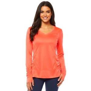 Tangerine‎ Neon Orange Coral Pink Long Sleeve Activewear Workout Top Women Med